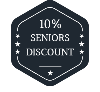 10% seniors discount badge